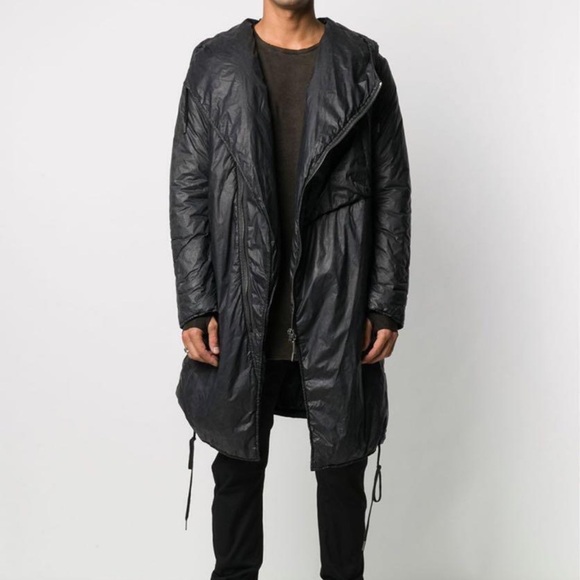 Boris Bidjan Sadberi MASNADA Long Black Textured Down Parka Made in Italy - Picture 1 of 9